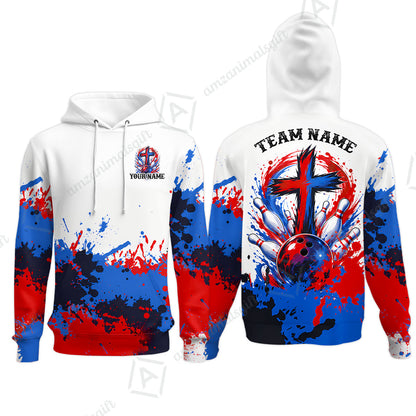 Custom Bowling Jersey Polo Shirt, Splash Pain Bowling Cross Colorful, Custom Bowling Jersey Team Shirt For Players With Name & Team Name