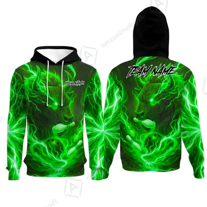 Custom Bowling Jersey Polo Shirt, Charging Bull Bowling Custom Bowling Jersey Team Shirt For Players With Name & Team Name