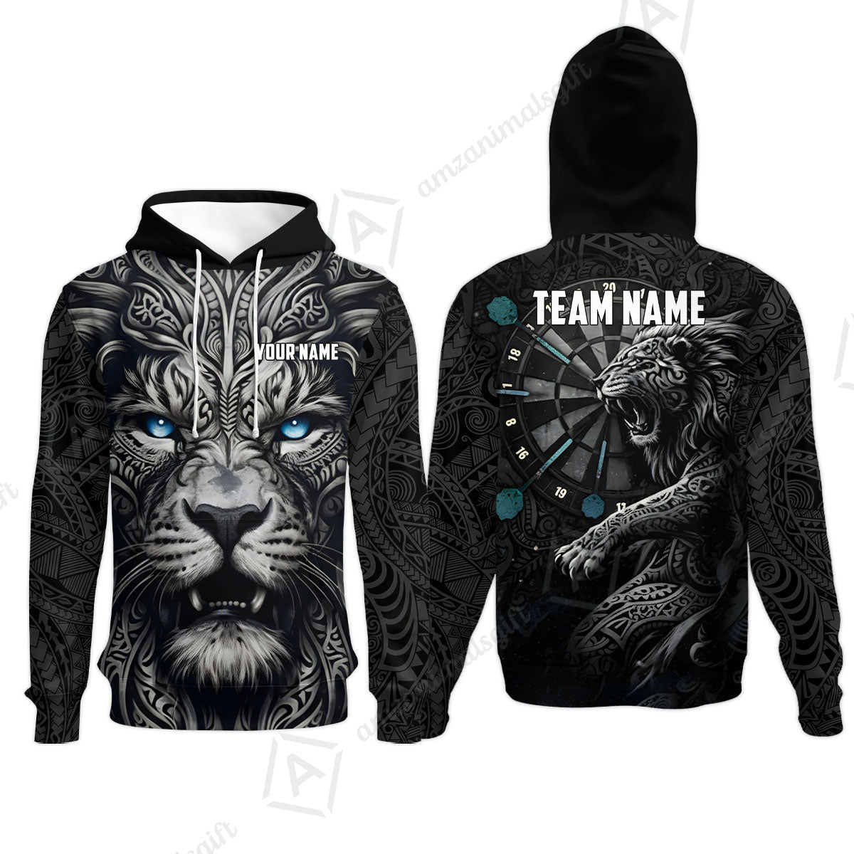 Custom Darts Team Jersey, Personalized Lion Darts Tribal Polo Shirt For Players With Name & Team Name