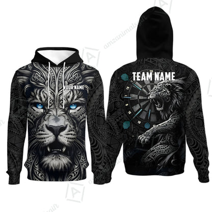 Custom Darts Team Jersey, Personalized Lion Darts Tribal Polo Shirt For Players With Name & Team Name
