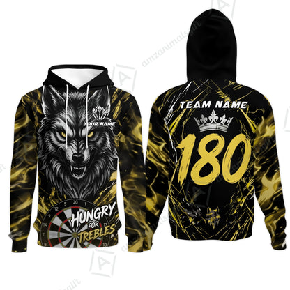 Custom Darts Jersey Polo Shirt, Wolf 180, Custom Dart Jersey Team Shirt For Players With Name & Team Name
