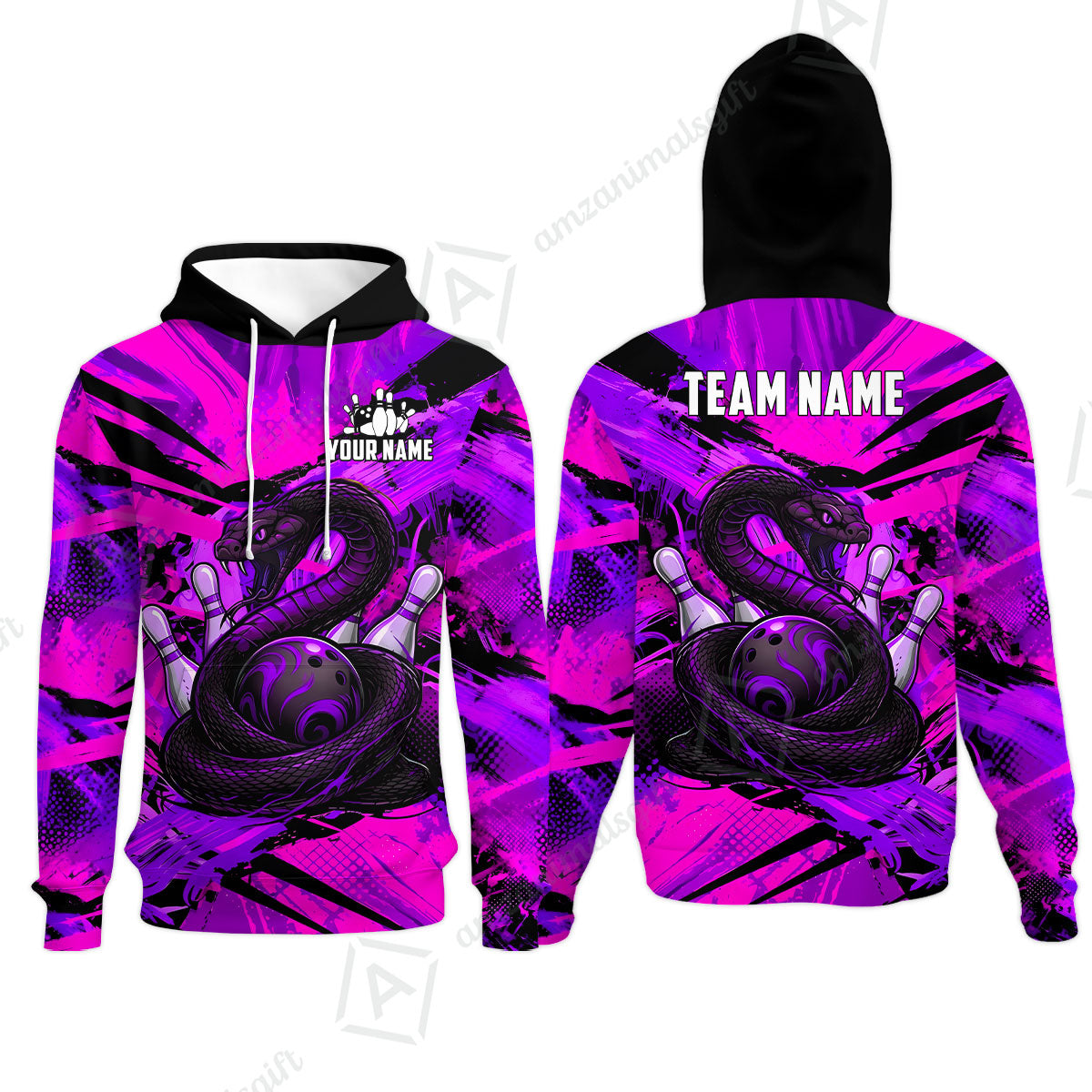 Custom Bowling Jersey Polo Shirt, Viper Venom Strike & Cyberpunk Splash, Custom Bowling Jersey Team Shirt For Players With Name & Team Name