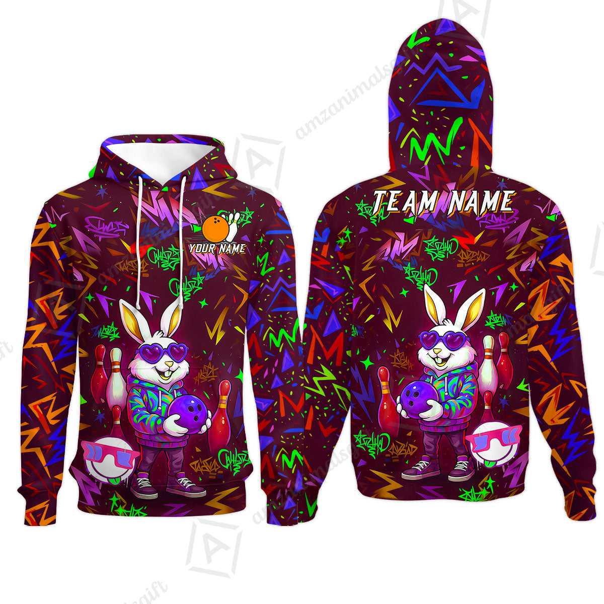 Custom Hip Hop Rabbit Bowling Jersey Polo Shirt, Custom Hip Hop Rabbit Bowling Jersey Team Shirt For Players With Name & Team Name
