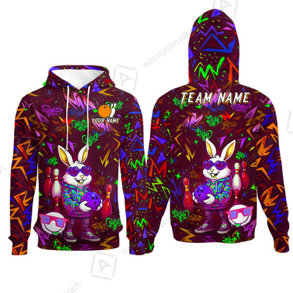 Custom Hip Hop Rabbit Bowling Jersey Polo Shirt, Custom Hip Hop Rabbit Bowling Jersey Team Shirt For Players With Name & Team Name