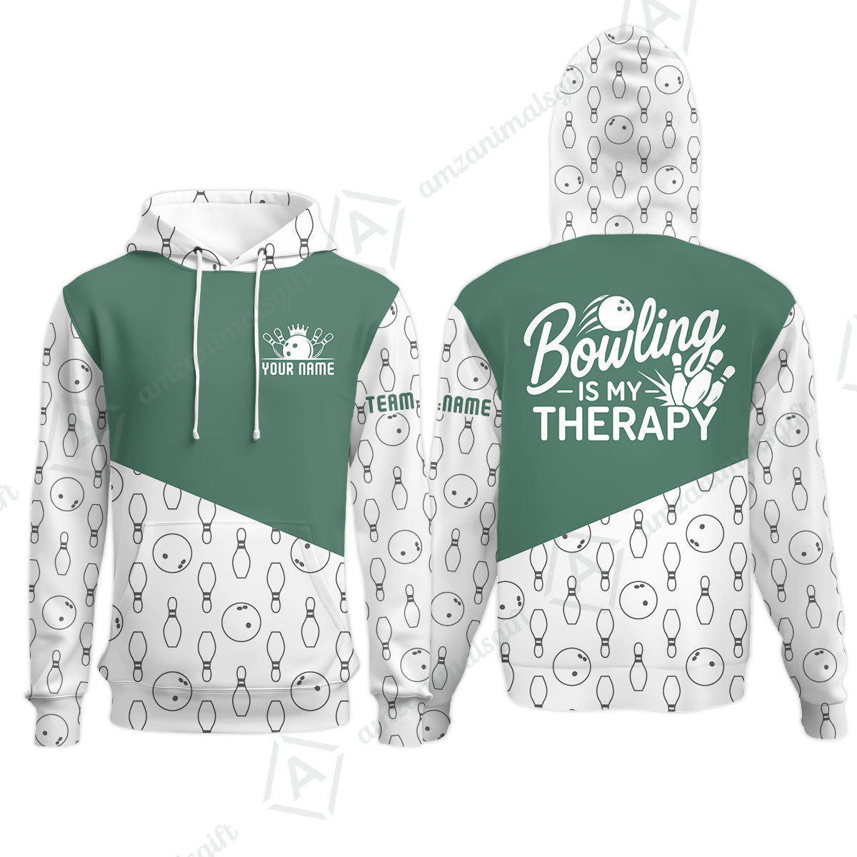 Customized Bowling Shirt, Bowling Is My Therapy, Personalized Polo Shirt For Players With Name & Team Name