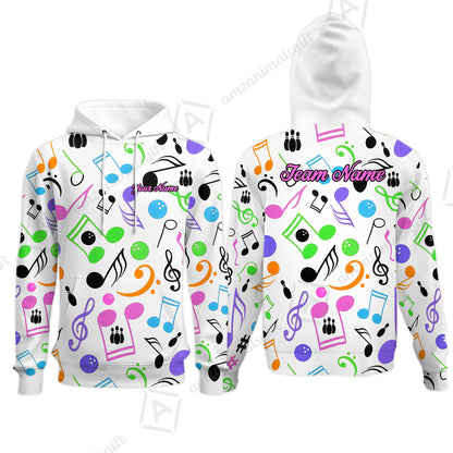 Custom Bowling Jersey Polo Shirt, Colorful Music Bowling, Custom Bowling Jersey Team Shirt For Players With Name & Team Name