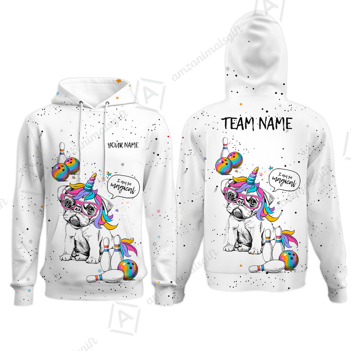 Custom Bowling Jersey Polo Shirt, Pug Bowling I Am So Magical, Custom Bowling Jersey Team Shirt For Players With Name and Team Name
