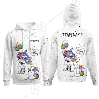 Custom Bowling Jersey Polo Shirt, Pug Bowling I Am So Magical, Custom Bowling Jersey Team Shirt For Players With Name and Team Name