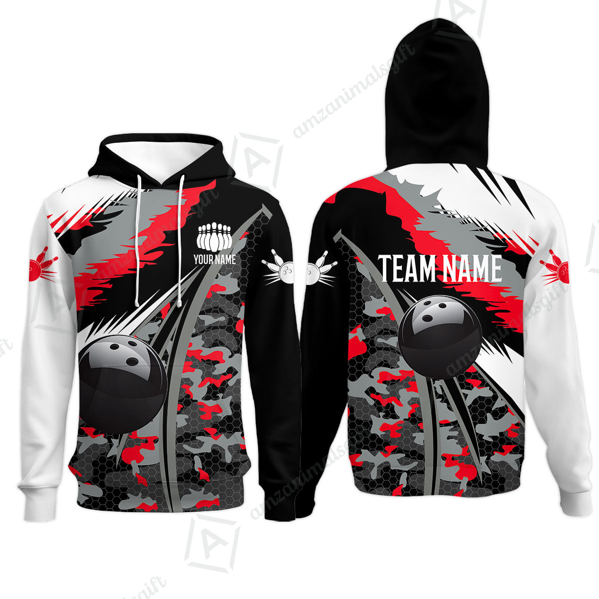 Custom Bowling Team Jersey, Personalized Long Sleeve Jersey Shirt Camo Bowling Shirt with Name & Team Name