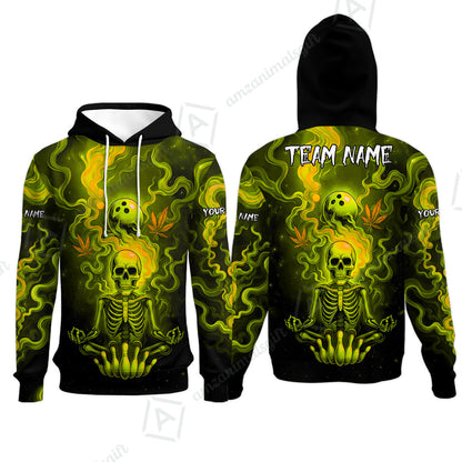 Custom Bowling Team Unisex Polo Shirt, Neon Skull CNB Bowling Custom Shirt Featuring Personalized Name and Team Name