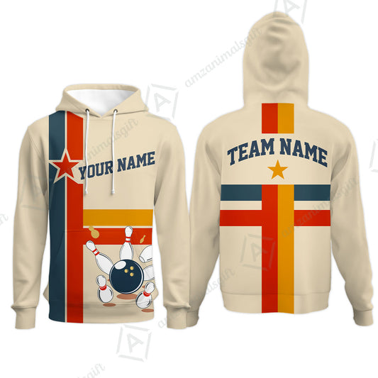 Customized Bowling Hoodie, Vintage Americana Bowling Style Hoodie For Bowling Team, Bowlers