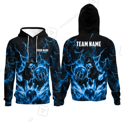 Custom Bowling Jersey Polo Shirt, Lightning Grim Reaper, Custom Bowling Jersey Team Shirt For Players With Name & Team Name