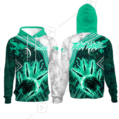 Customized Bowling Unisex Polo Shirt, Fire & Smoke Bowling Pins, Bowling Uniform - Personalized Name And Team Name