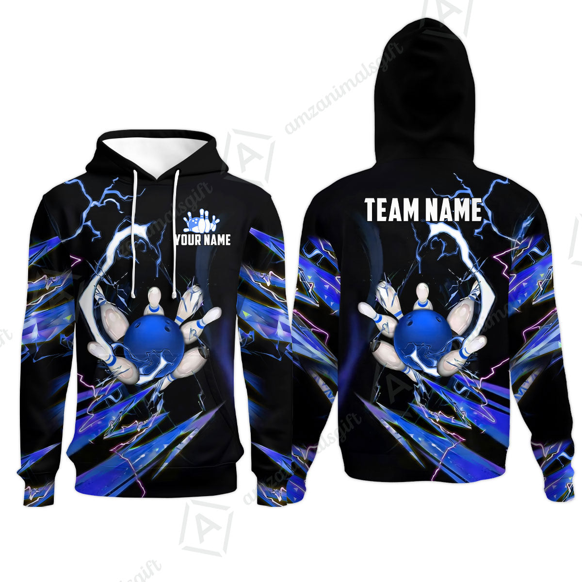 Custom Bowling Jersey Polo Shirt, Electric Strike & Neon Plasma, Custom Bowling Jersey Team Shirt For Players With Name & Team Name