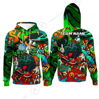 Customized Skater Bowler Bowling Jersey, Custom Name And Team Name For Bowlers