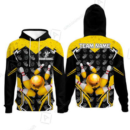 Custom Bowling Team Jersey, Bowling Beer Ball Lightning Strike Polo Quarter-Zip Shirts, Bowling Uniforms Jerseys, Custom Name And Team Name