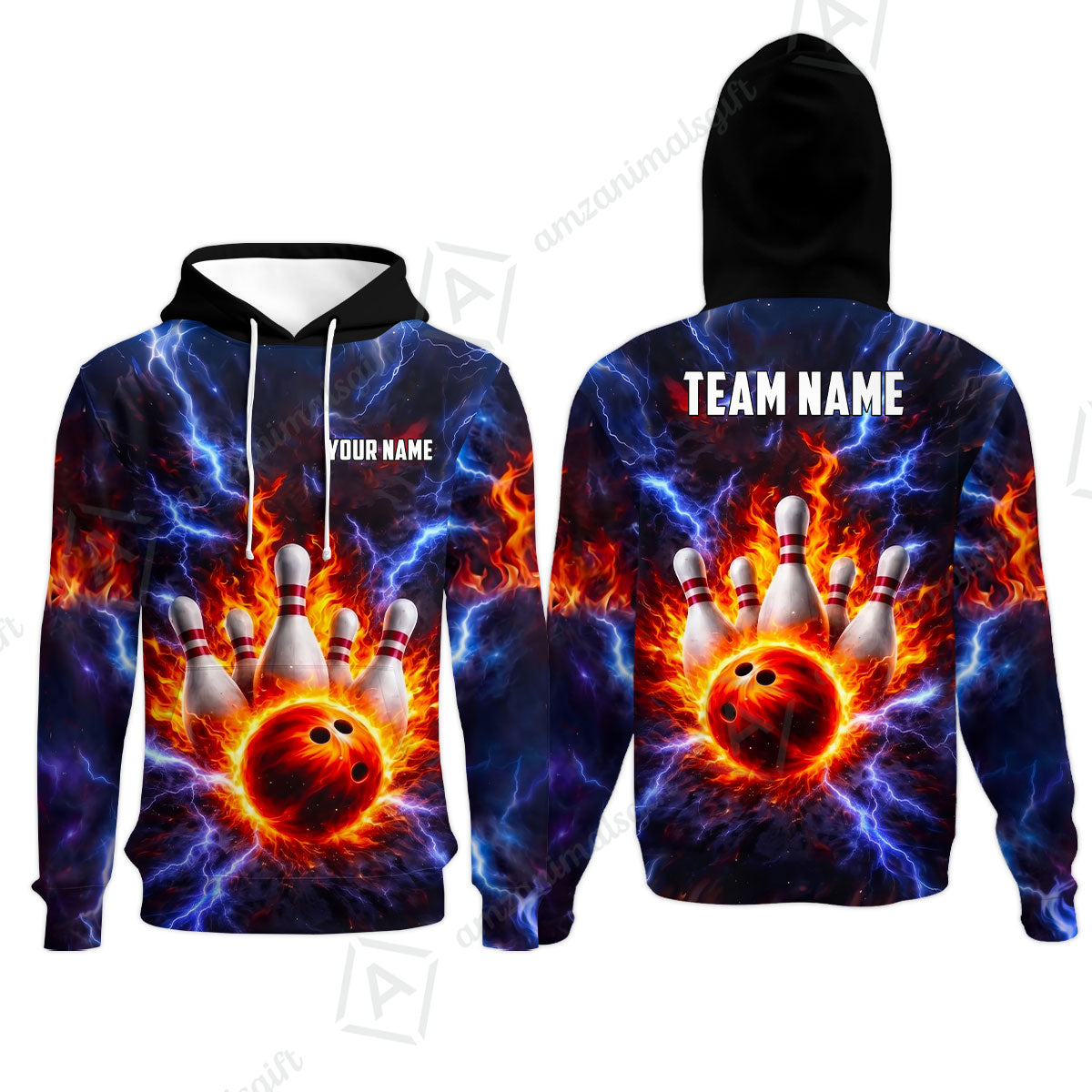 Custom Bowling Jersey Polo Shirt, Electric Lightning Storm Bowling, Custom Bowling Jersey Team Shirt For Players With Name and Team Name