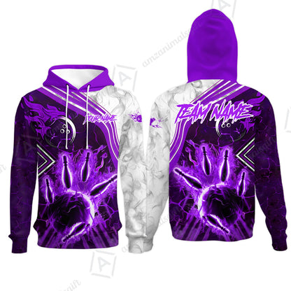 Customized Bowling Unisex Polo Shirt, Fire & Smoke Bowling Pins, Bowling Uniform - Personalized Name And Team Name