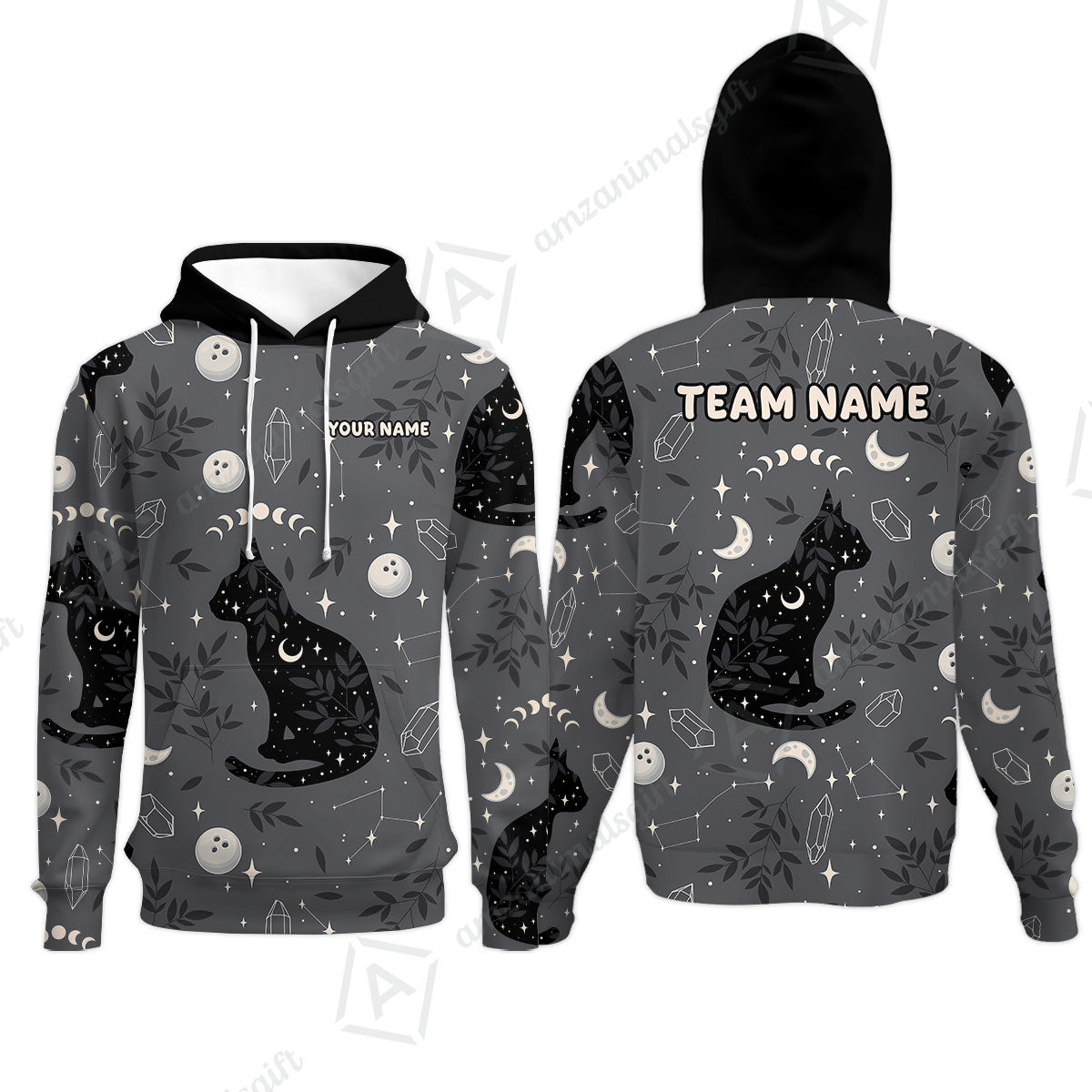 Custom Bowling Jersey Polo Shirt, Black Cat Moon Bowling Grass, Personalized Name And Team Name