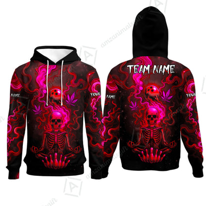 Custom Bowling Team Unisex Polo Shirt, Neon Skull CNB Bowling Custom Shirt Featuring Personalized Name and Team Name