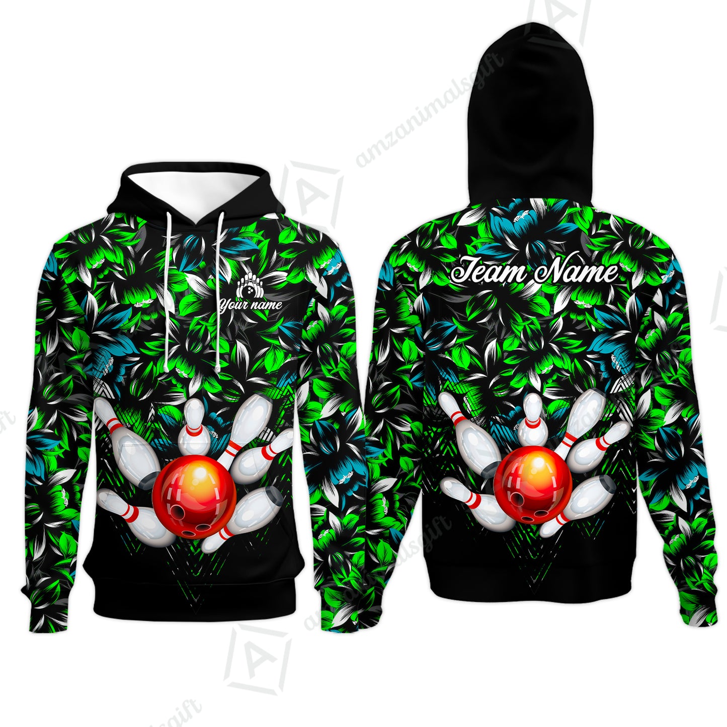 Custom Bowling Jersey Polo Shirt, Tropical Floral Bowling, Custom Bowling Jersey Team Shirt For Players With Name & Team Name