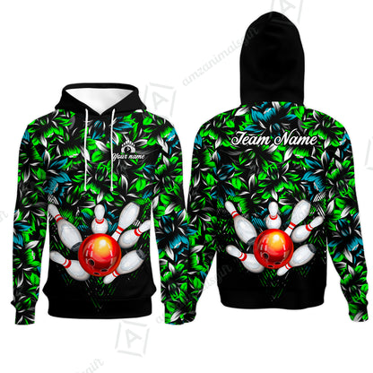 Custom Bowling Jersey Polo Shirt, Tropical Floral Bowling, Custom Bowling Jersey Team Shirt For Players With Name & Team Name