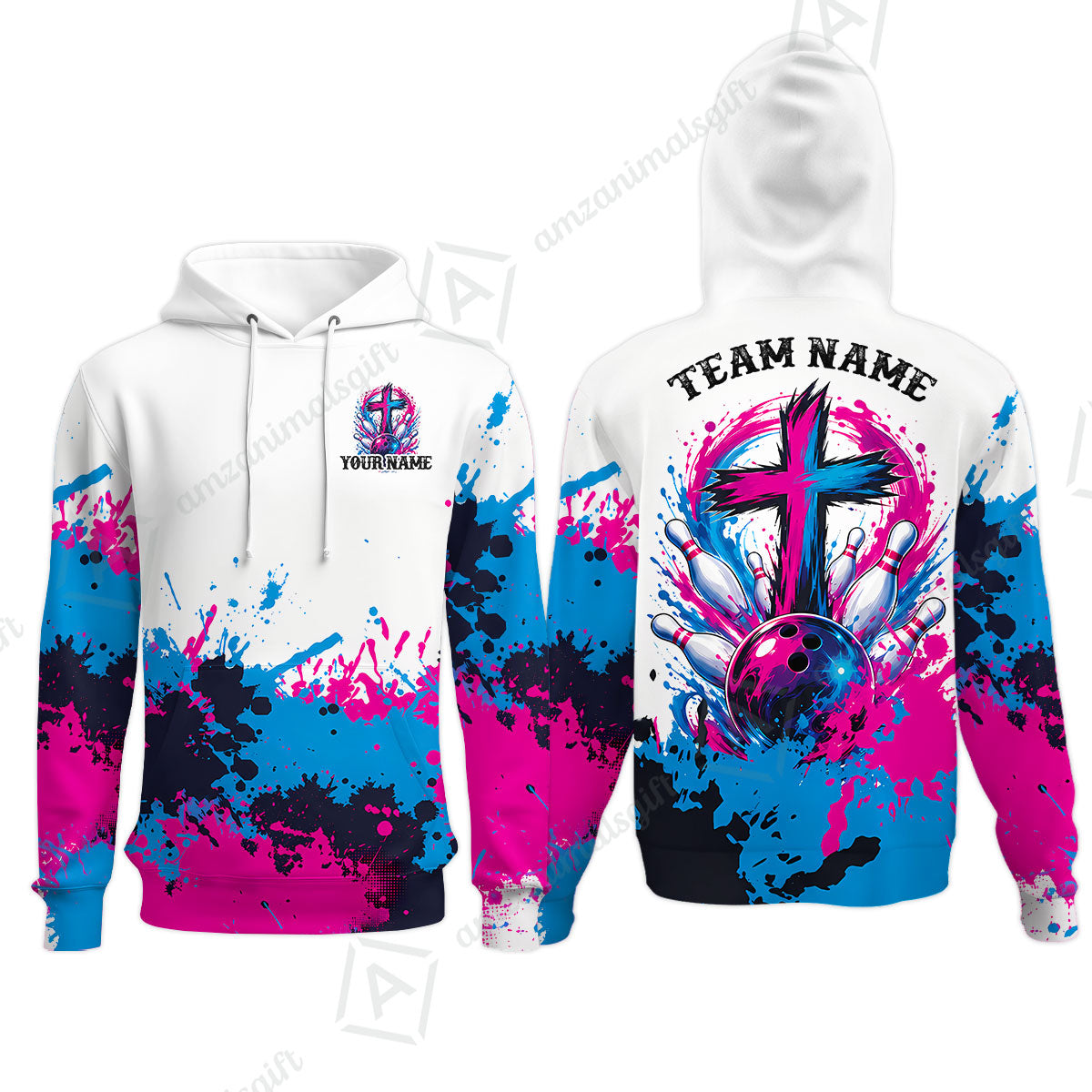 Custom Bowling Jersey Polo Shirt, Splash Pain Bowling Cross Colorful, Custom Bowling Jersey Team Shirt For Players With Name & Team Name