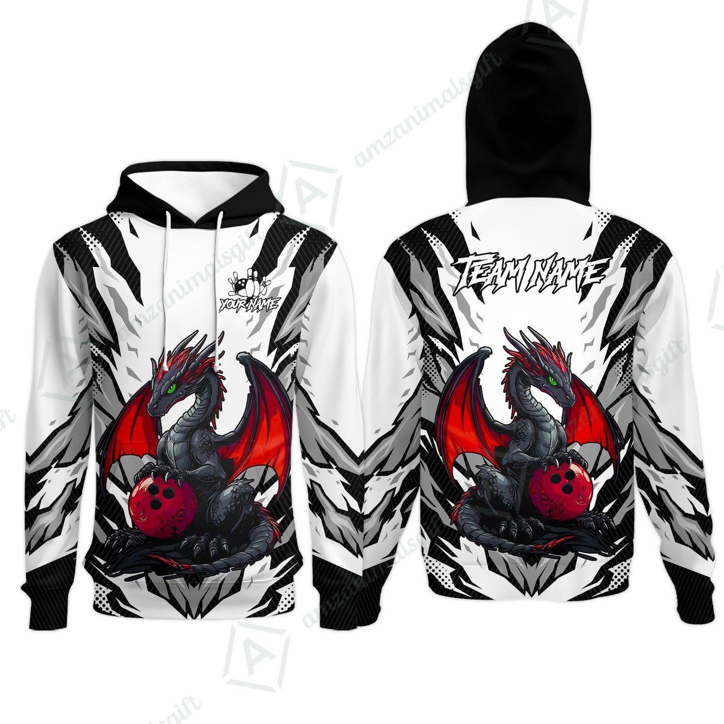 Custom Bowling Jersey Polo Shirt, Dragon Lover Custom Bowling Jersey Team Shirt For Players With Name & Team Name