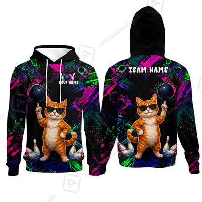 Custom Bowling Jersey Polo Shirt, Cool Cat Roller, Custom Bowling Jersey Team Shirt For Players With Name and Team Name