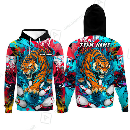 Custom Bowling Team Shirt Roaring Tiger Colorful,  Bowling uniforms, Bowling Shirt Personalized Name And Team Name