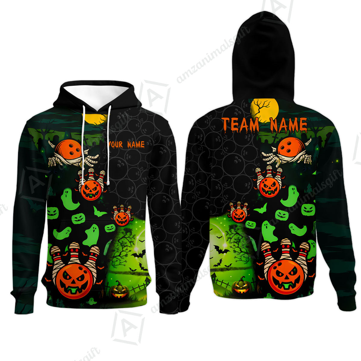 Customized Halloween Neon Ghost Bowling Jersey, Custom Name And Team Name For Bowlers