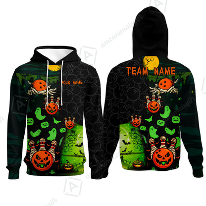 Customized Halloween Neon Ghost Bowling Jersey, Custom Name And Team Name For Bowlers