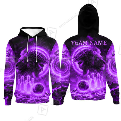 Custom Bowling Team Short Sleeve Men Polo Shirt, Flame The Lion OF Judah With Bowling, Custom Name and Team Name for Bowlers