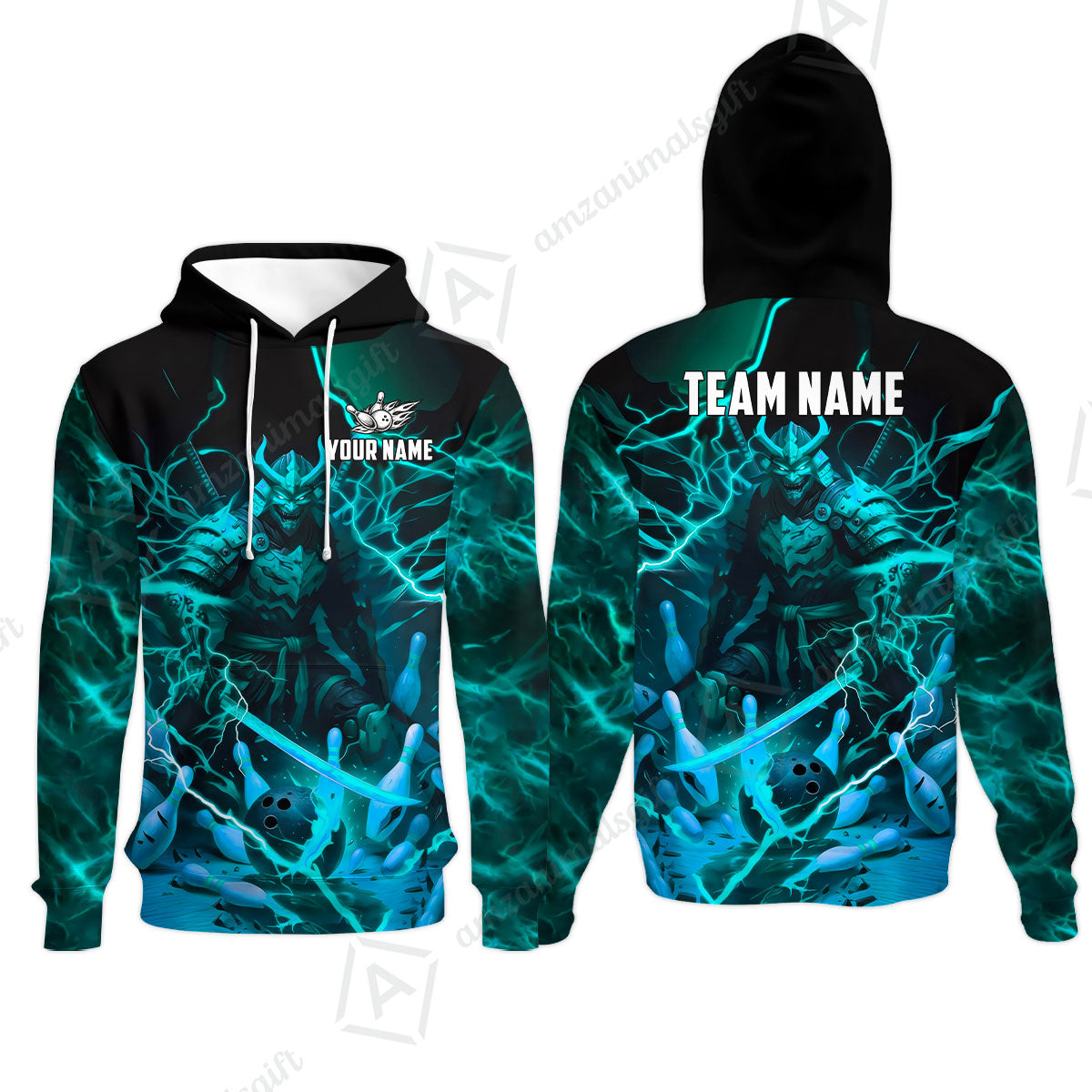 Custom Bowling Jersey Polo Shirt, Fiery Samurai Strike, Custom Bowling Jersey Team Shirt For Players With Name & Team Name