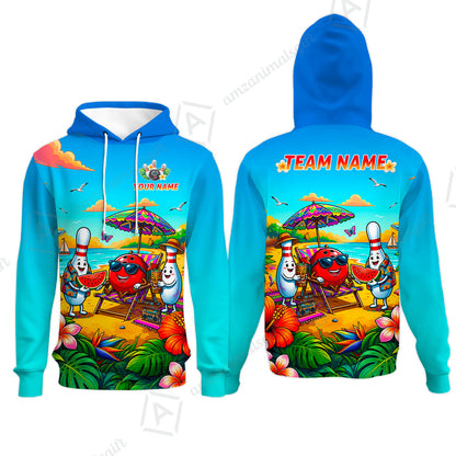 Custom Bowling Jersey Polo Shirt, Tropical Strikes, Custom Bowling Jersey Team Shirt For Players With Name and Team Name