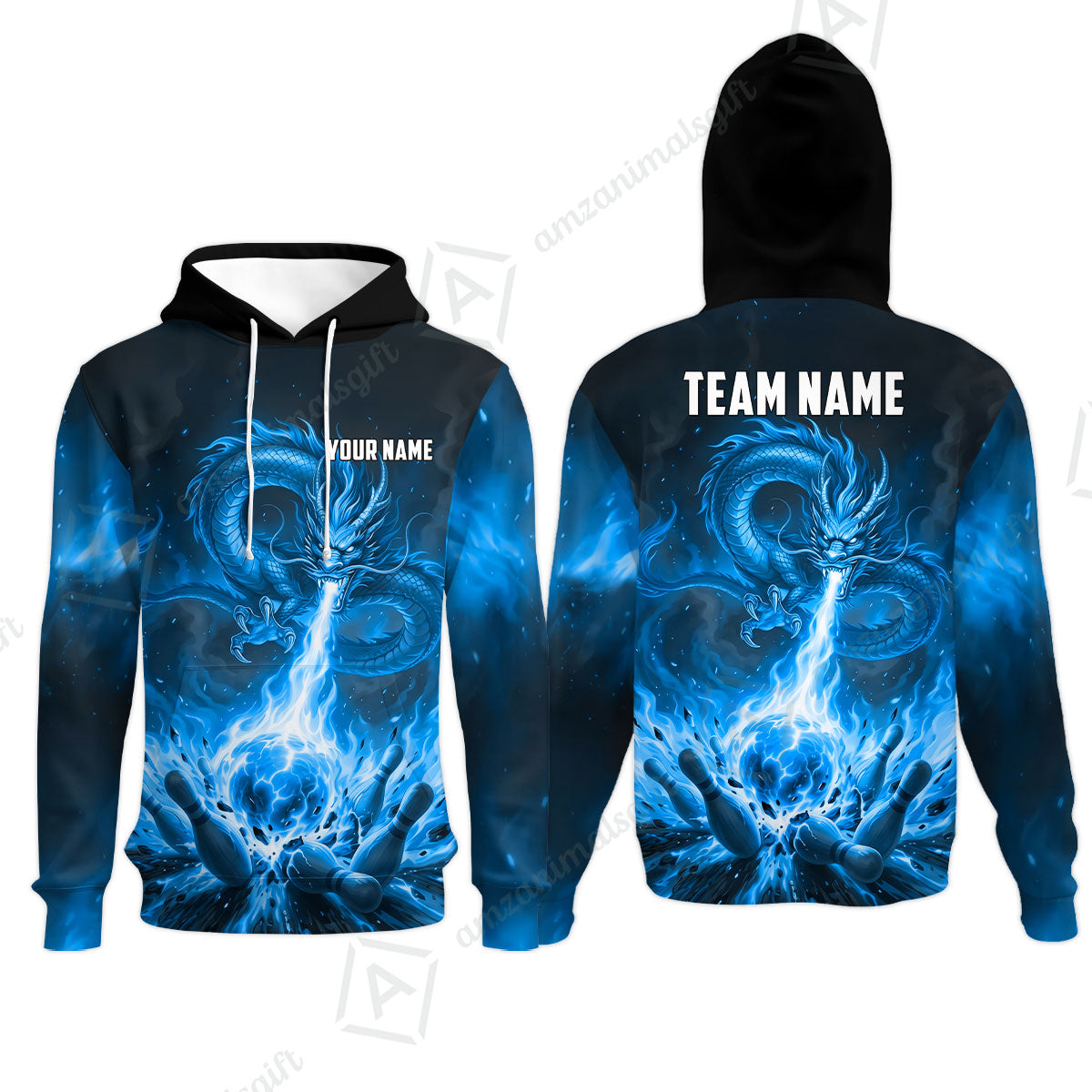 Custom Bowling Jersey Polo Shirt, Asian Dragon's Fire Strike, Custom Bowling Jersey Team Shirt For Players With Name & Team Name