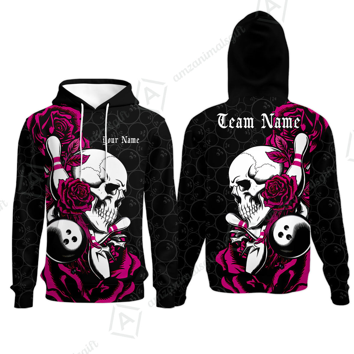 Custom Bowling Jersey Polo Shirt, Deadly Rose, Personalized Name And Team Name