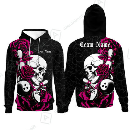 Custom Bowling Jersey Polo Shirt, Deadly Rose, Personalized Name And Team Name