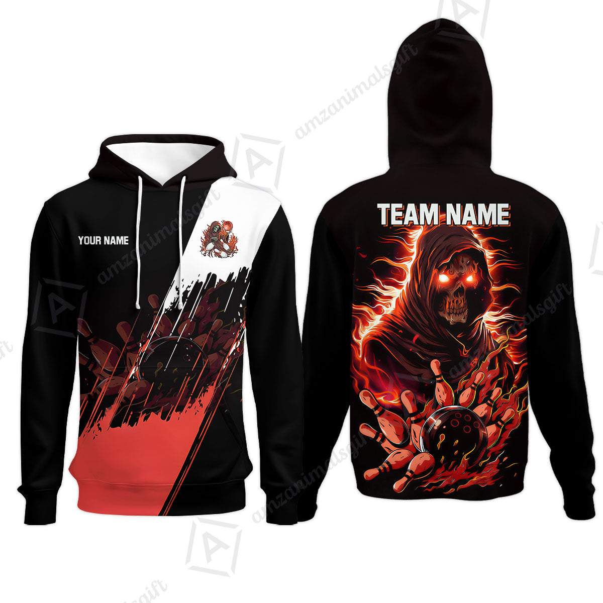 Custom Bowling Jersey Polo Shirt, Glow Reaper Bowling Custom Bowling Jersey Team Shirt For Players With Name & Team Name