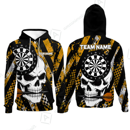 Custom Darts Jersey Polo Shirt, Skull Bites Dart, Custom Dart Jersey Team Shirt For Players With Name & Team Name