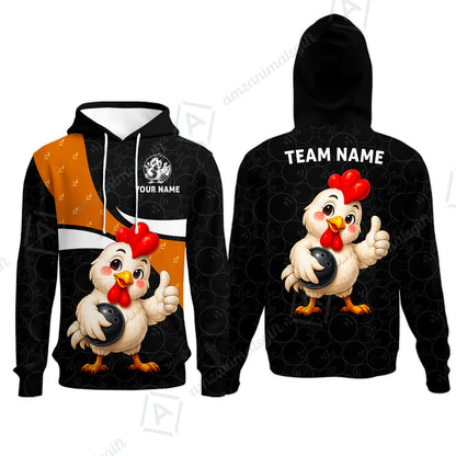Custom Bowling Jersey Polo Shirt, Happy Chick, Custom Bowling Jersey Team Shirt For Players With Name and Team Name