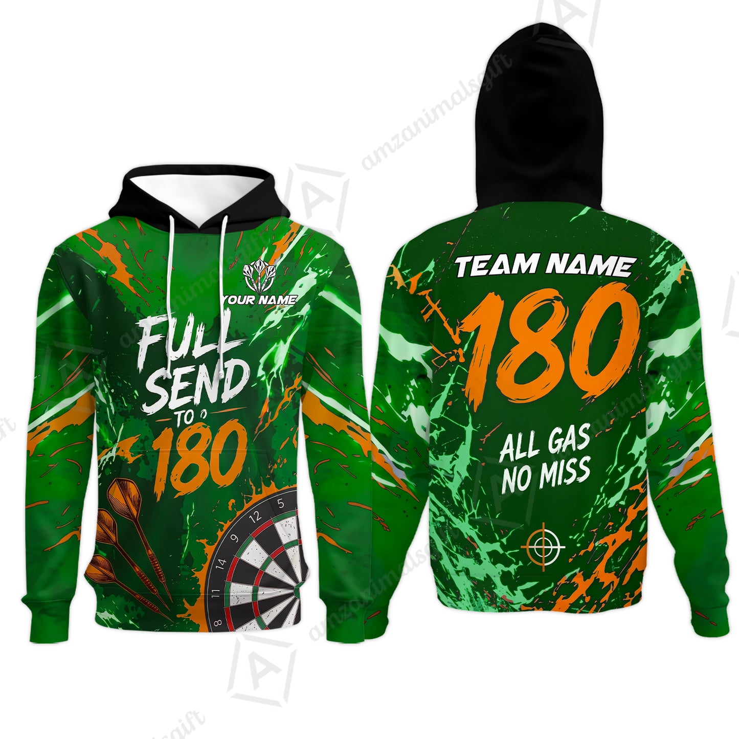Customized Darts Team Jersey, Full Send To 180, All Gas No Miss, Personalized Polo Shirt For Players With Name & Team Name