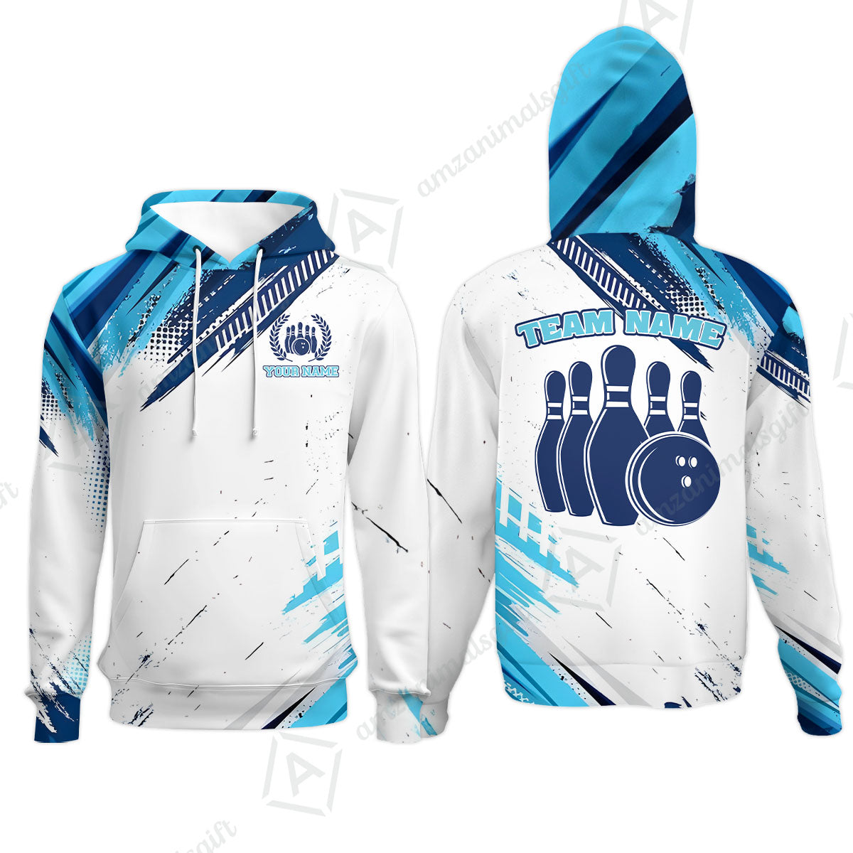 Custom Bowling Team Jerseys Polo Shirts, Blue Bowling uniforms - Personalized Name And Team Name