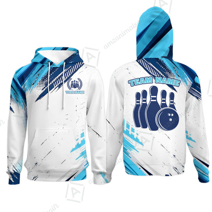 Custom Bowling Team Jerseys Polo Shirts, Blue Bowling uniforms - Personalized Name And Team Name