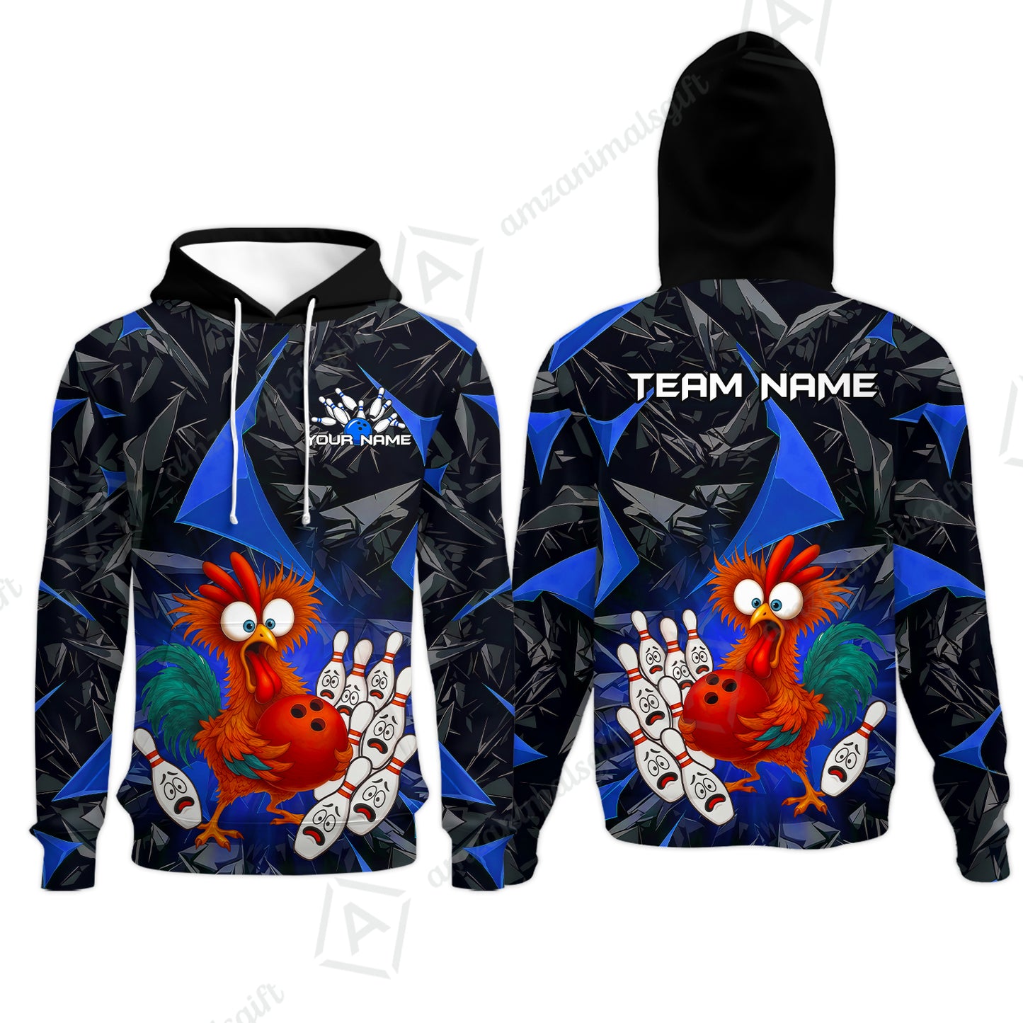 Custom Bowling Jersey Polo Shirt, Crazy Chicken Bowling Custom Bowling Jersey Team Shirt For Players With Name & Team Name