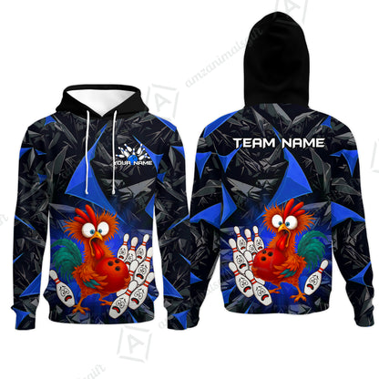 Custom Bowling Jersey Polo Shirt, Crazy Chicken Bowling Custom Bowling Jersey Team Shirt For Players With Name & Team Name