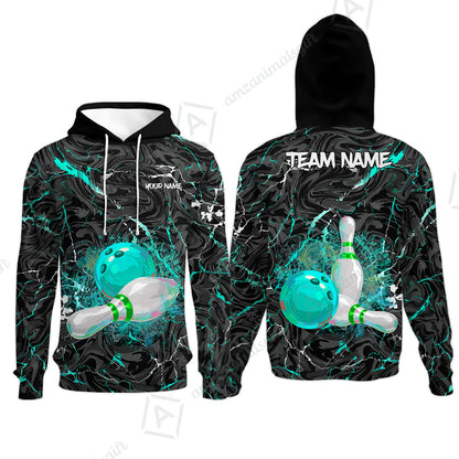 Customized Bowling Unisex Polo Shirt, Swirling Marbled Pattern Vibrant Veins, Bowling Uniforms, Personalized Name And Team Name