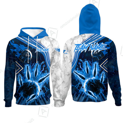 Customized Bowling Unisex Polo Shirt, Fire & Smoke Bowling Pins, Bowling Uniform - Personalized Name And Team Name