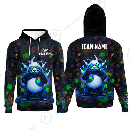 Custom Bowling Jersey Polo Shirt, Badass Stoner Panda & Psychedelic Leaves, Custom Bowling Jersey Team Shirt For Players With Name & Team Name