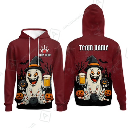 Custom Bowling Jersey Polo Shirt, Bowling Halloween Witch, Custom Bowling Jersey Team Shirt For Players With Name & Team Name